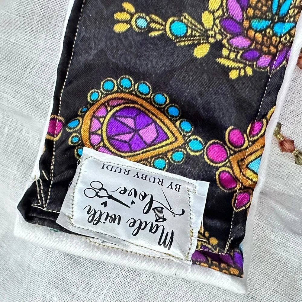 RUBYRUDI Cuff Bracelet Handcrafted OOAK Fabric Embellished Artisan Wearable Art